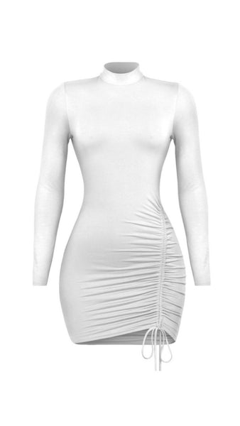 Night in Paris mock neck dress (White)