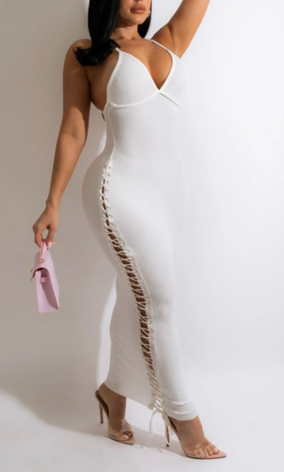 Something special Ribbed maxi dress (White)