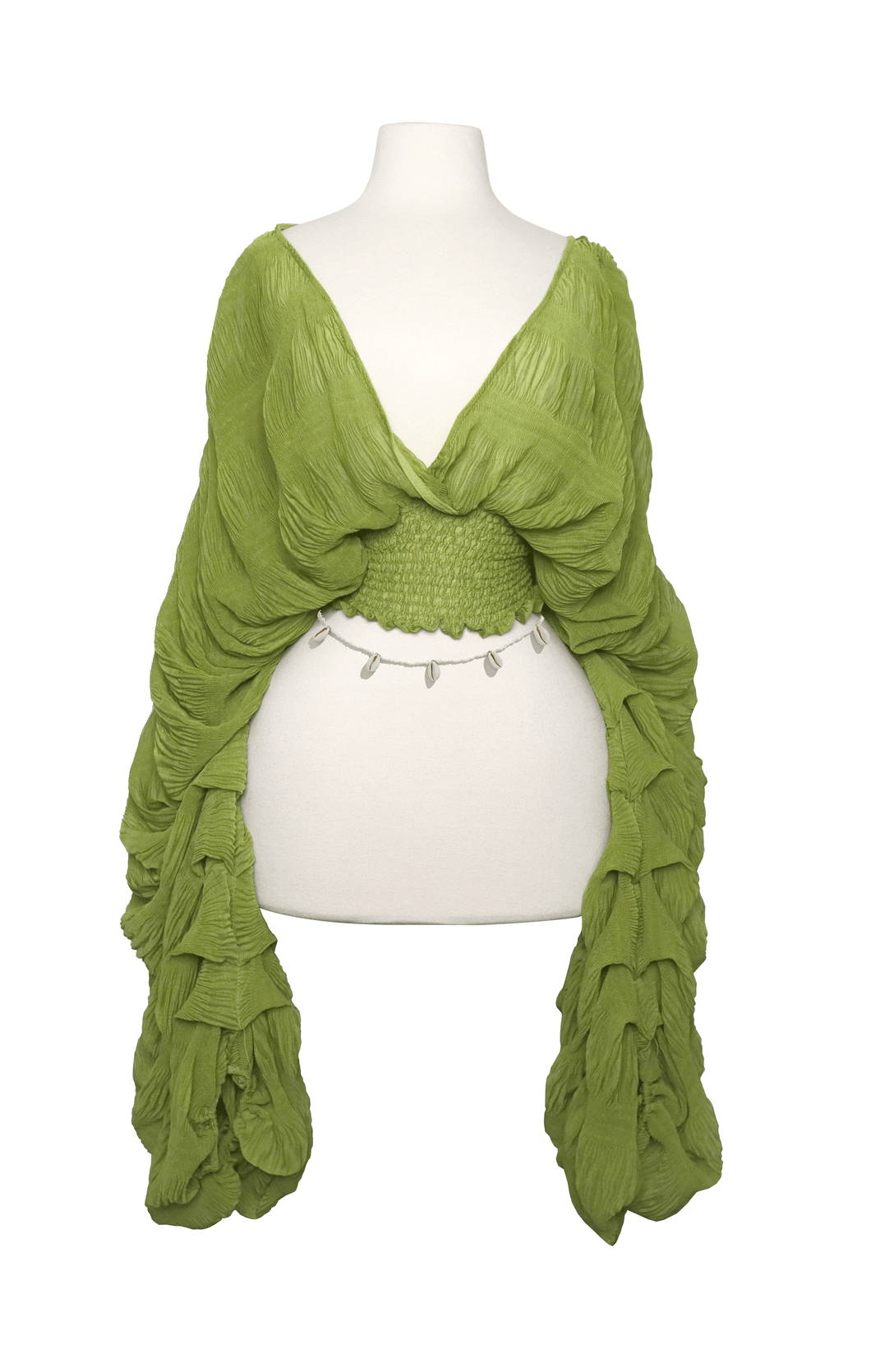 Aroha puff sleeve crop top (Green)