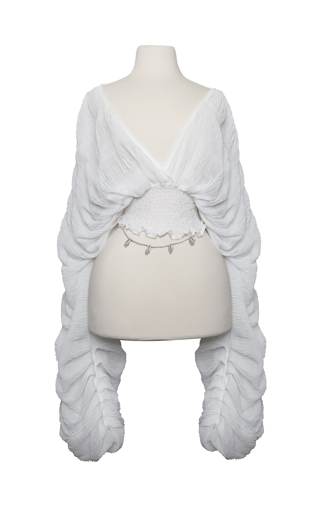 [PREORDER] Aroha puff sleeve crop top (White)