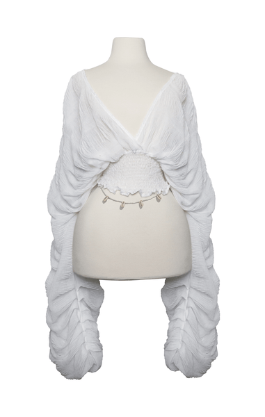 [PREORDER] Aroha puff sleeve crop top (White)